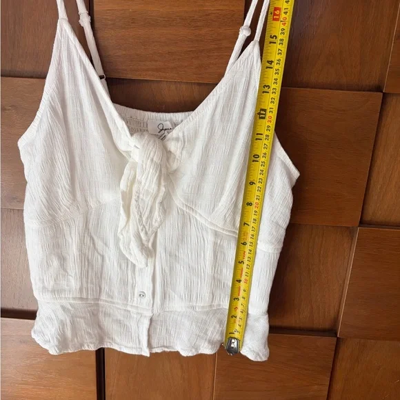 Japna White Gauze Tie-Front Spaghetti Strap Camisole - Picture 5 of 7